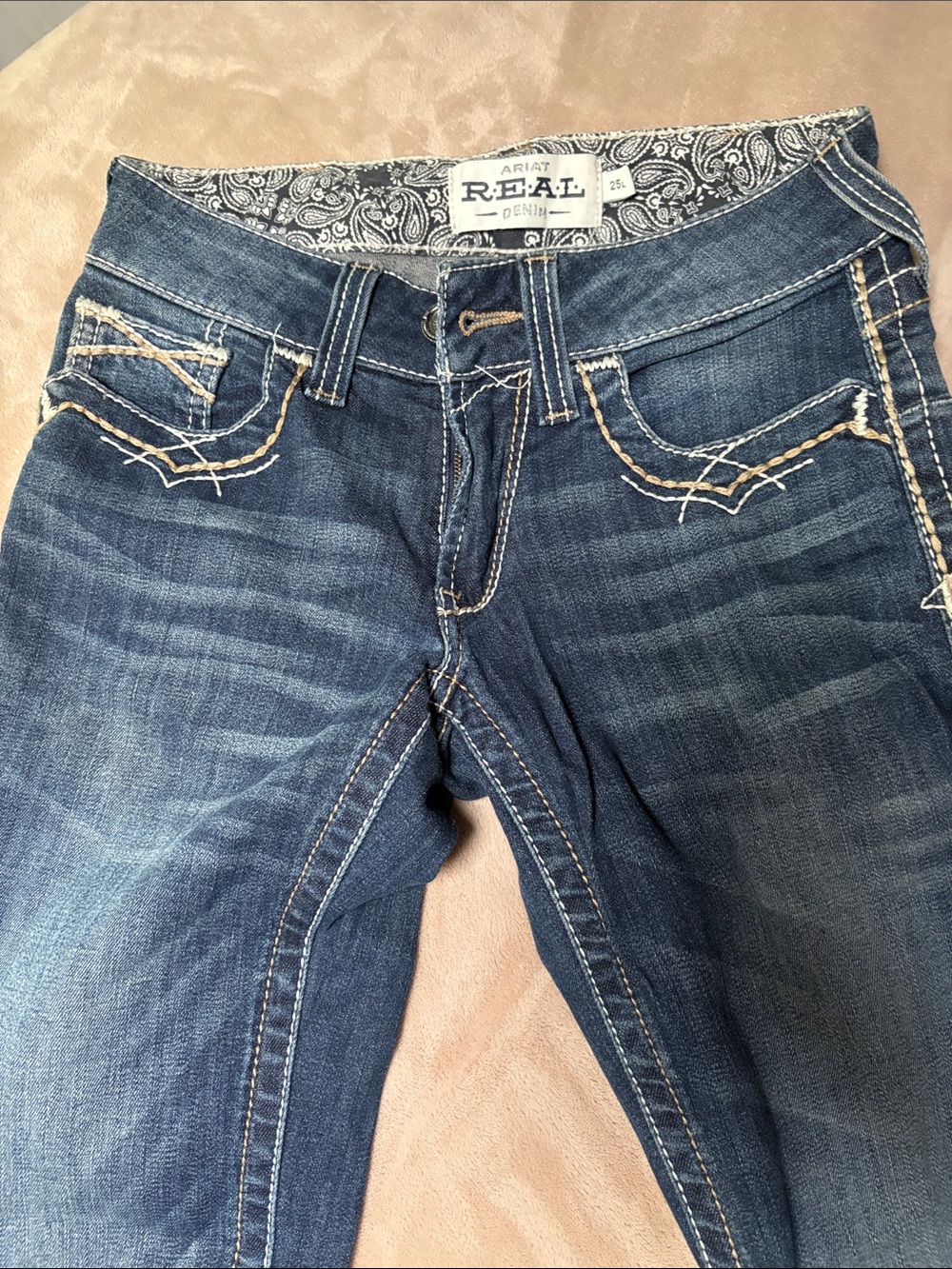 Ariat Dark Blue Bootcut Jeans with Embroidered Pocket - Picture 2 of 4